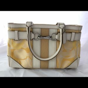 Coach Signature Stripe Satchel Handbag